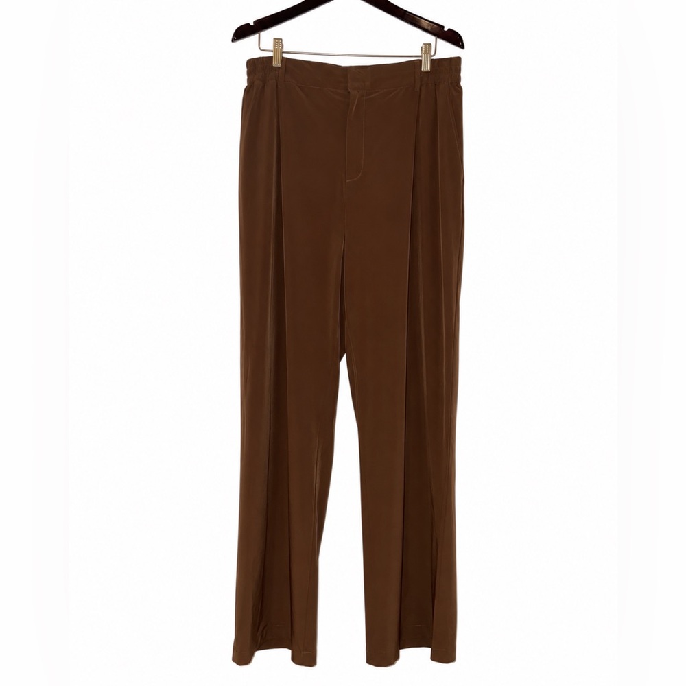 ALO Yoga Women's Brown Relaxed Pleated Dress Pants size Large / 12 US